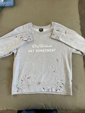 Obey Grey Paint-Splatter 'Art Department' Crewneck